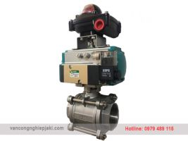 Van bi 3pc inox đóng mở khí nén Jaki + Solenoid