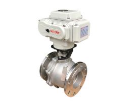 Van bi 2pc inox nối bích đóng mở điện